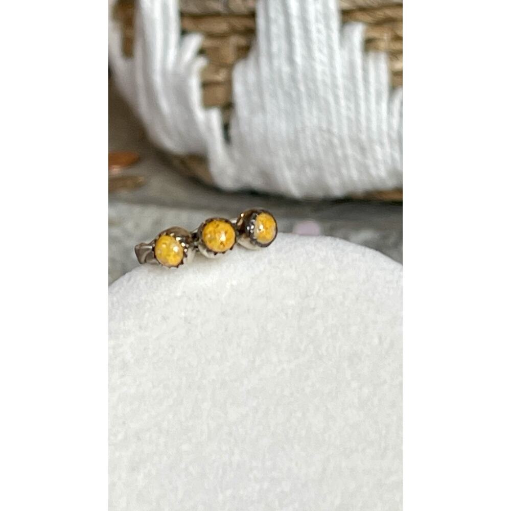 Sterling Silver Native Style Bumblebee Jasper 3 Stone Band Ring Southwest Cigar - Picture 13 of 13